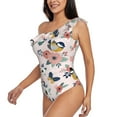thumbnail image 3 of Yiaed Rose Flowers Print Women One Piece Swimsuits Tummy Control One Shoulder Bathing Suits Pattern Ruffle Swimwear-Large, 3 of 8
