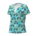 thumbnail image 2 of Naloa Cartoon Monster Truck Print T-Shirts Short Sleeve V Neck Tees for Women Fashion Tops Trendy Lightweight Soft Casual Summer Outfits Clothes, 2 of 5