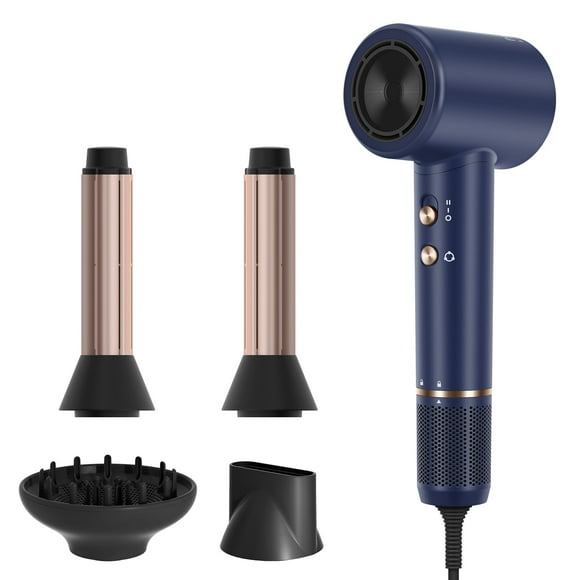 PARWIN PRO BEAUTY Séchoir à Cheveux Air-Sonic avec Diffuseur, Écran HD-LED et 110, Séchoir Ionique Haute Vitesse 000 Tr/min, Boucleurs à Enroulement Automatique 1 1/4 Pouce Air Gauche et Droit, Version Professionnelle Bleu Prussien
