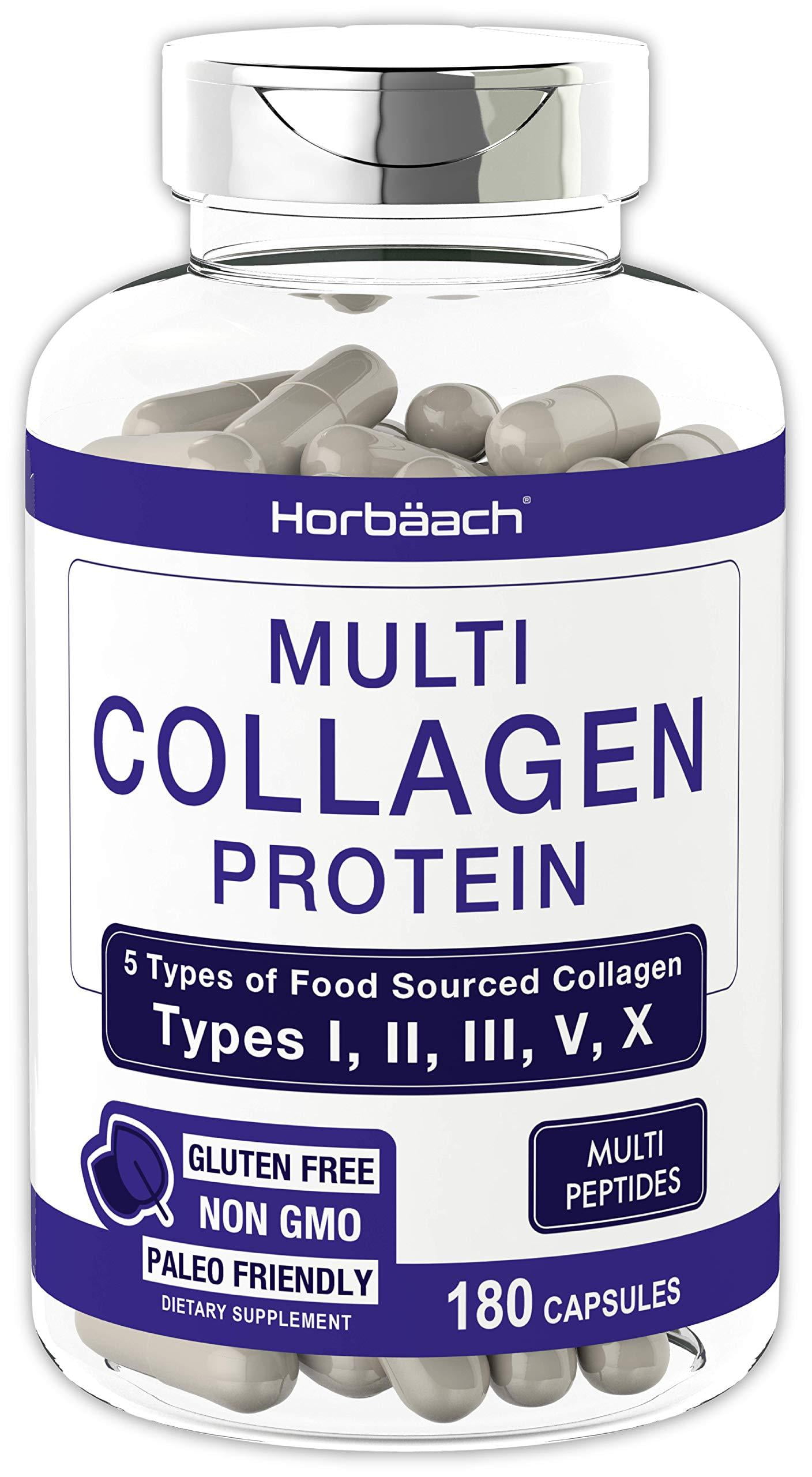 Multi Collagen Protein Capsules 2000 mg 180 Count Type I, II, III