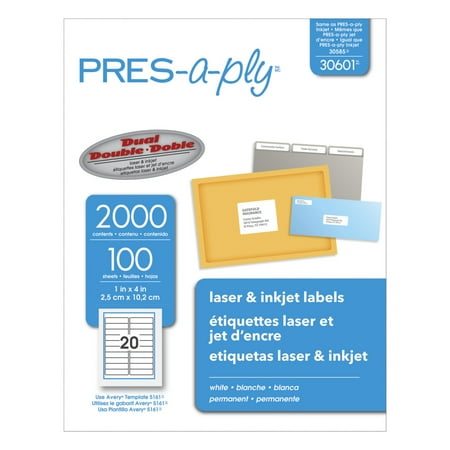 UPC: 0067933306012 | PRES-a-ply Laser Address Labels  1 x 4  White  2000/Box
