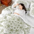 thumbnail image 4 of jejeloiu Ancient Medallion Floral 7-Piece Twin Bedding Sets,Boho Mandala Bedding Comforter Set,Green White Sheet Sets For Kids,Super Cozy Room Decor Reversible, 4 of 8