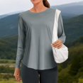thumbnail image 6 of OIOLOYJM Women's Lightweight Long Sleeve T-Shirt Buttery Soft Loose Curved Hem Breathable Workout Yoga Tops Summer Basic Crewneck Athletic Running Shirts Dark Gray 2XL, 6 of 6