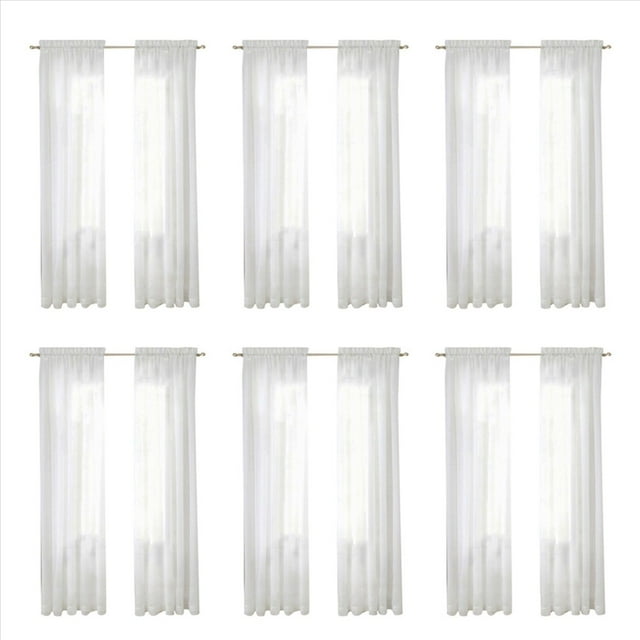 Cortinas Transparentes Blancas para Ventana 108 Pulgadas de 12 Paneles Cortinas Blancas Transparentes Cortinas Transparentes Panel BáSico de Bolsillo de Varilla