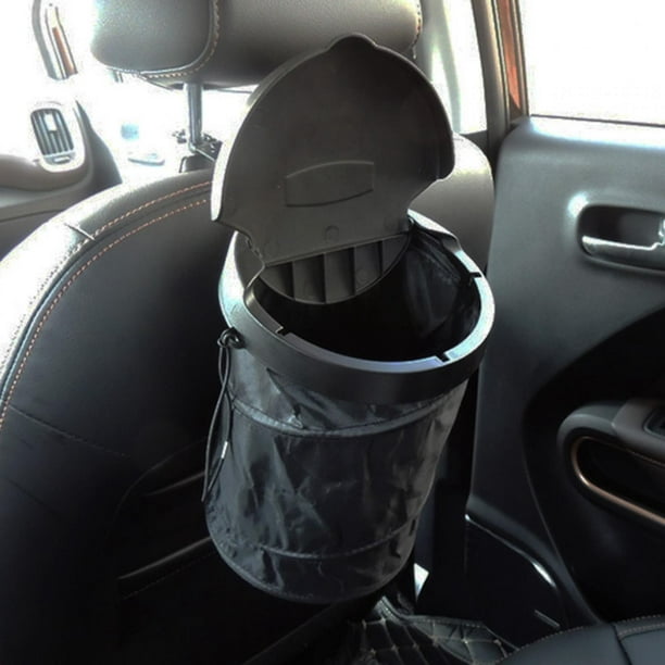 Sac poubelle de voiture Poubelle automobile avec couvercle, conteneur de  poubelle de véhicule pliable pour voiture avec poches de rangement,  imperméable à l'eau et étanche, noir