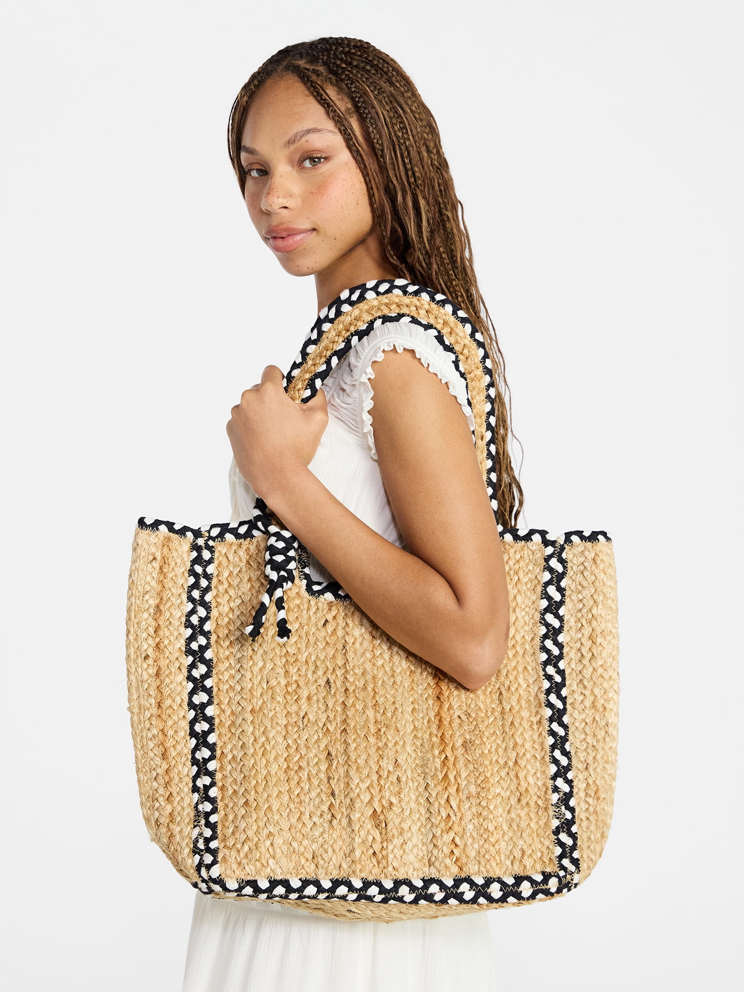 No Boundaries Women's Jute Tote, Black