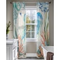thumbnail image 4 of Jellyfish Coastal Sheer Curtains 84 Inch Length 2 Panels Set for Living Room/Bedroom, Summer Nautical Starfish Coral Beige Kitchen Curtains Grommet Semi-Sheer Curtains Window Treatments 52"x84"x2, 4 of 7