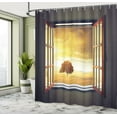 thumbnail image 5 of Ambesonne Landscape Shower Curtain, Spring Birds Country, 69"Wx70"L, Grey Marigold Brown, 5 of 5
