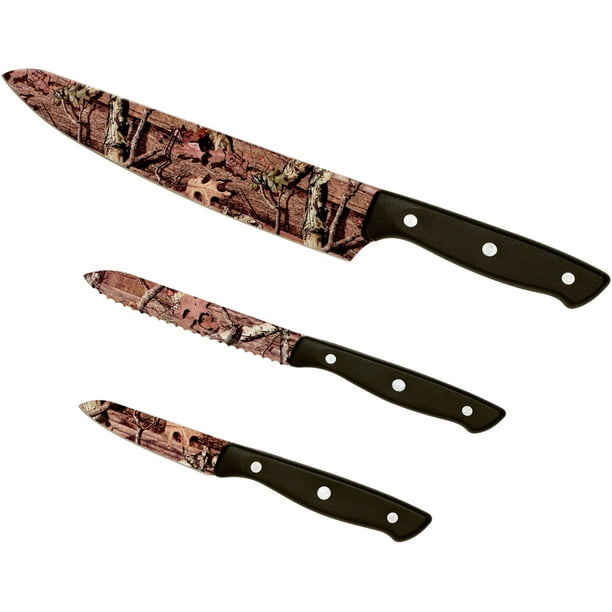 Mossy Oak Traditions Brown Break Up Infinity Chef Knife Set, 3 Piece