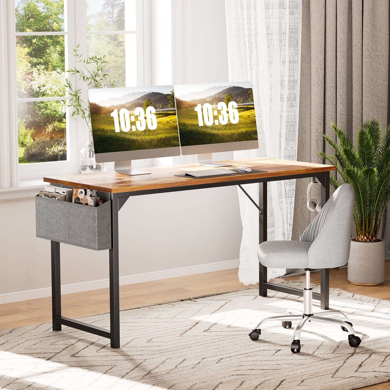 CONCETTA 40 inch Computer Desk Ideal for Small Spaces for Adult, Rustic Brown