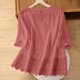 thumbnail image 5 of Camisas Y Tops de Verano de Mujer Estilo Bosque Francés Camisa de Bordado Hueco Cuello Redondo de Poliéster Camisas de Manga Corta para Mujeres Verano, 5 of 7