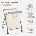 thumbnail image 3 of STORAGE MANIAC 125L Laundry Hamper with Wheels, Rolling Laundry Basket, Heavy Duty Laundry Sorter with Removable Bag, Folding X Frame Laundry Organizer Cart for Easy to Store, 2 Section, 3 of 7