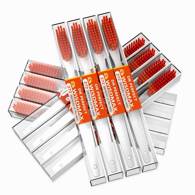 Cepillo de dientes DR PERFECT, extra duro y firme para dientes de fumador, 12 unidades