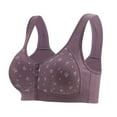 thumbnail image 2 of Jacenvly New Women Bras Plus Size Women Middle-Aged and Elderly Printed Front Buckle Without Steel Ring Underwear Soft Cotton Large Size Underwear Bra Cotton Front Buckle Lightweight Nursing Bras, 2 of 6