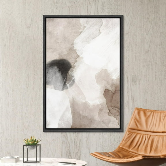 PixonSign Framed Wall Art Pastel Grunge Watercolor Gray Abstract Artwork Colorful Oil Paintings Modern Canvas Prints Minimalism Contemporary Nordic Decorative for Rooms - 24"x36" Black