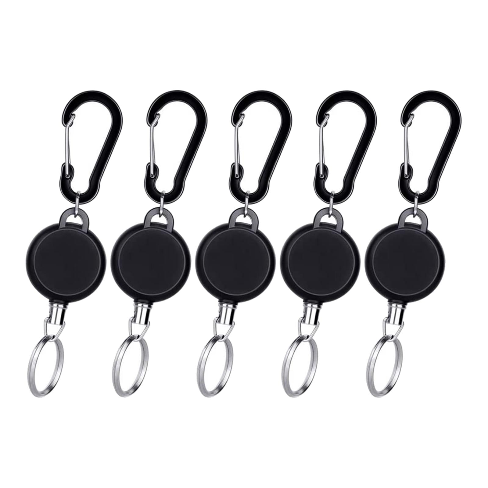 2x NEW Retractable Key Chain Reel Recoil Pull Badge Reel with 27" Key Ring Rope 