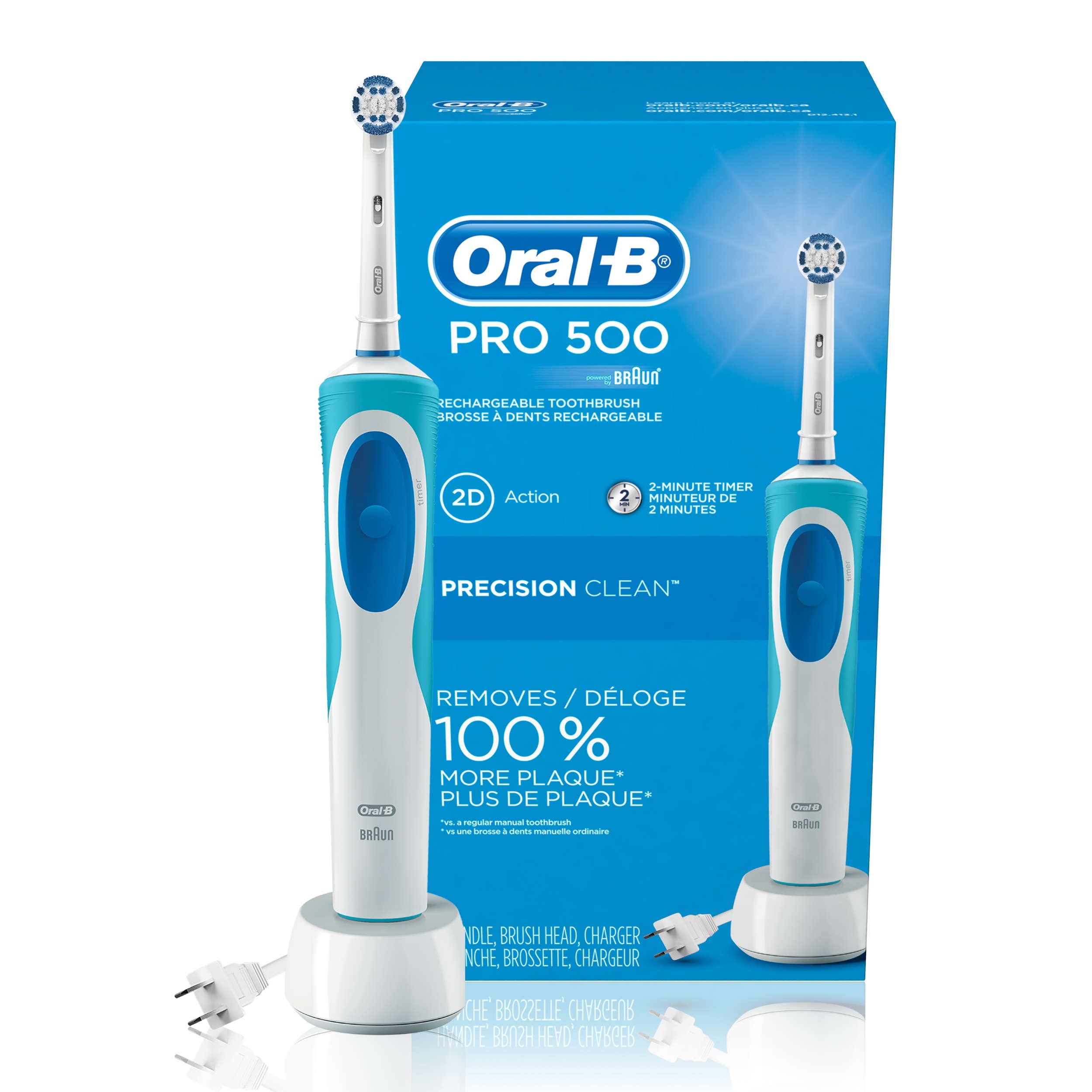 Oral-B Pro 500 Precision Clean Electric Rechargeable Toothbrush, powered by Braun
