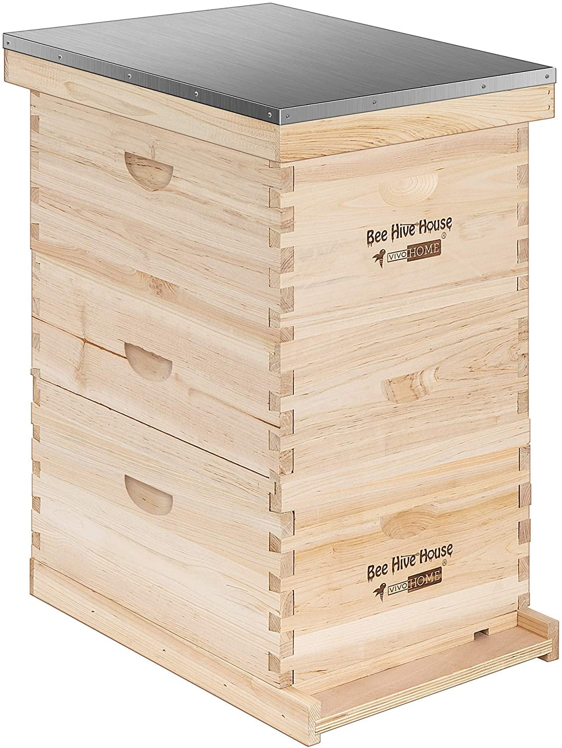 Happybuy Langstroth Bee Hive 4 Layer Langstroth Box 20 Frame Beehive Frames 2 Brood Box 2 Super Box Langstroth Beehive Kit