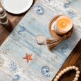 thumbnail image 3 of Orange Blue Starfish Coastal Table Runner 72 Inches, Beach Nautical Coral Shell Vintage Bed Runner Dresser Scarves Tabletop for Indoor Outdoor Parties/Ceremony/Banquet, 18" x 72", 3 of 9