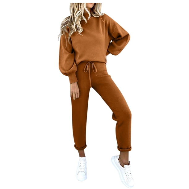 Conjunto de blusa informal de cuello redondo y pantalones con bolsillos para mujer, poliéster, tallas múltiples