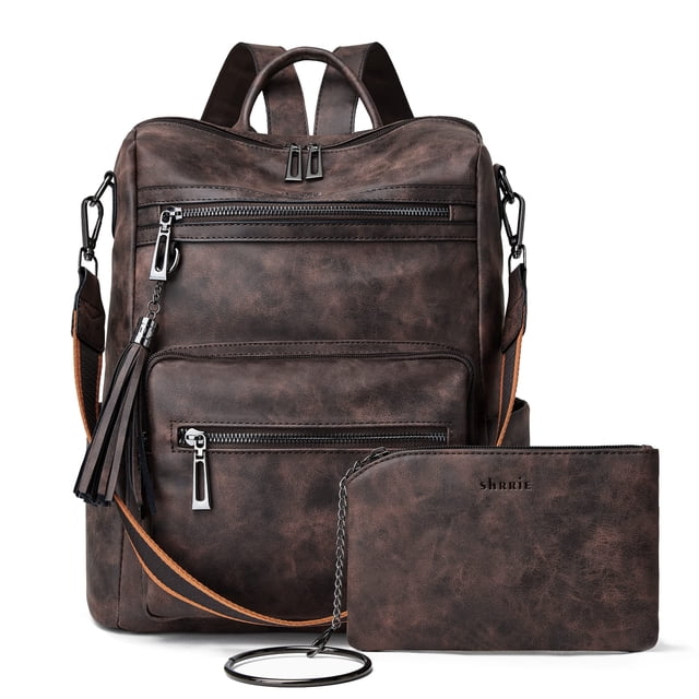 Mochila Shrrie Fashion de cuero para mujer, bolsa de viaje