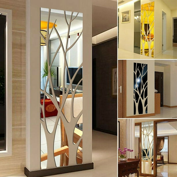 Tsv Square Tree Three Dimensional Wave Mirror Wall Stickers Wave Mirror Wall Stickers