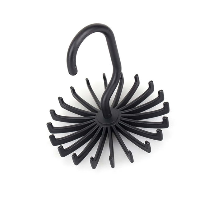 360 Degree Rotating Tie Rack, 20 Hook Neck Ties Organizer Adjustable Twirling Tie Rack Hanger Holder, Multipurpose Organizer Hook Ties Scarf Hanger for Closet Storage Black