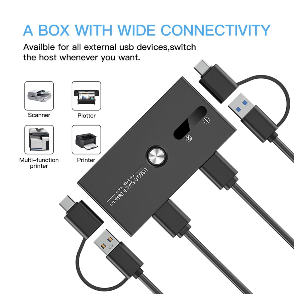 For 2 Computers KVM Switching Box USB C And USB Switcher For Office And Home Use Connects Multiple Devices