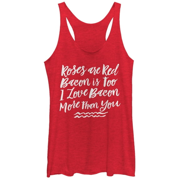 Women's CHIN UP Valentine's Day Bacon Love  Racerback Tank Top Red Heather Medium