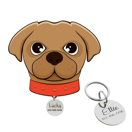 Dog Collar Charm Tag - Personalized Silver Round Stainless Steel Engravable Collar Tag Pet Accessories Dog Tag Collar Key Chain Ship Next Day