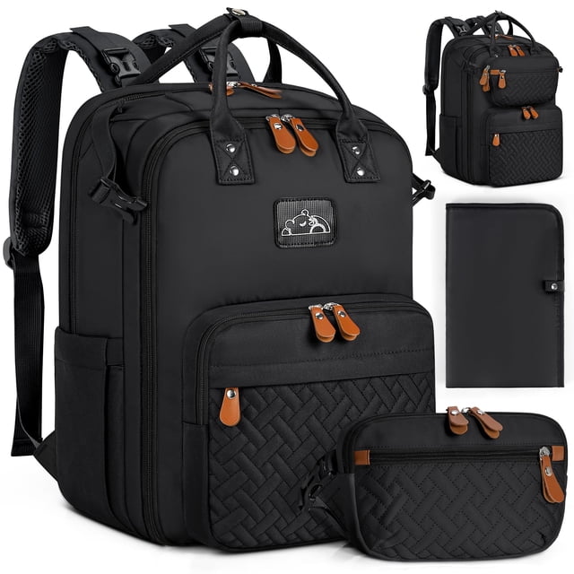 Mochila para pañales RAINSMORE, grande, impermeable y con cambiador