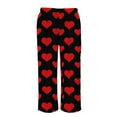 thumbnail image 6 of Simua Women's Valentine's Day Heart Print Flannel Plush Wide Leg Pants - Elastic Waist Side Pocket Casual Trousers S-XXL Festive Lounge & Daily Pants, 6 of 7