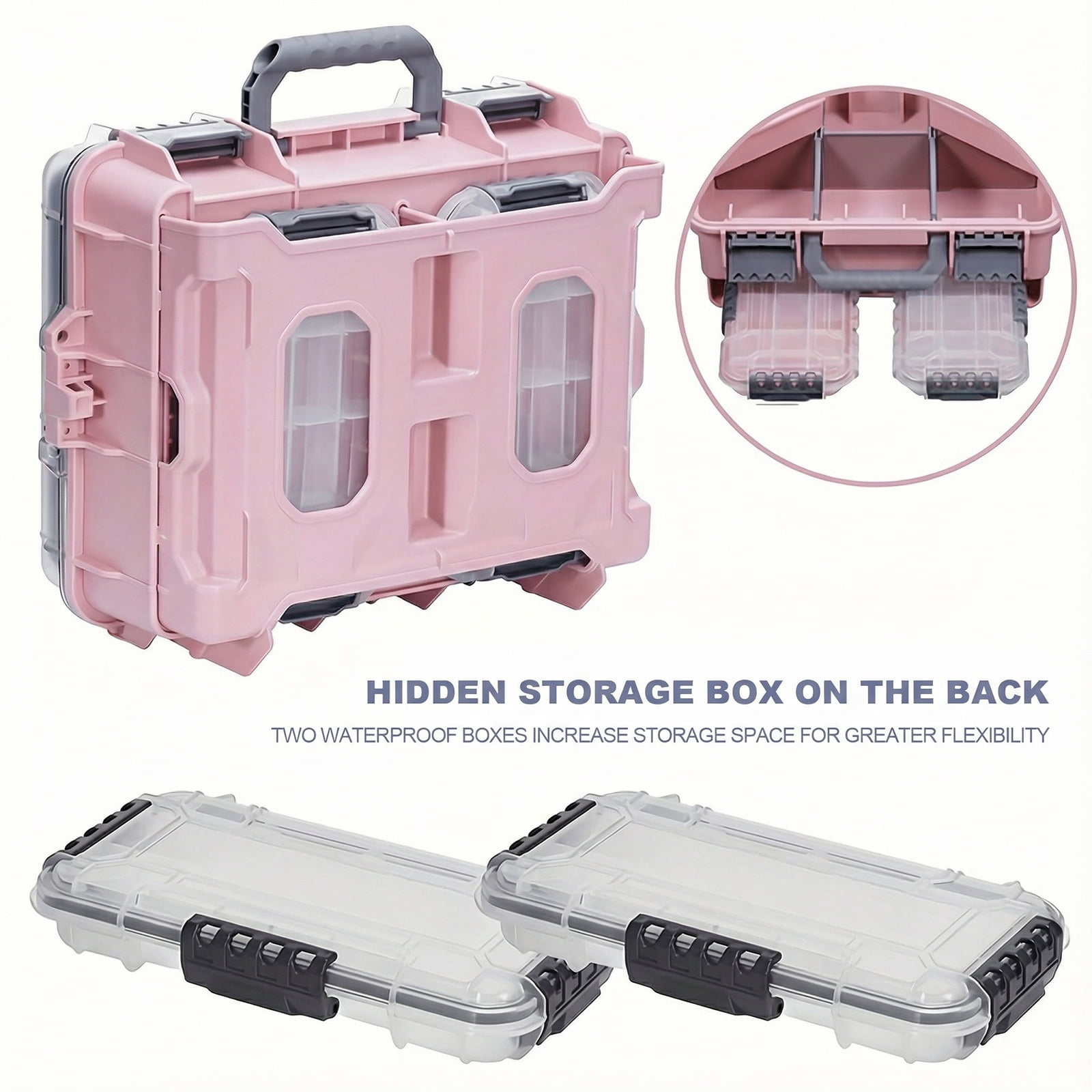 Btidfty Universal Fishing Tackle Box Removal Inside Design for Fishing Gifts (Pink)