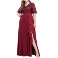 thumbnail image 2 of Ovzne Robes pour Femmes Robe pour Femme Robe Grande Taille pour Femme à Col en V Taille Haute Robe à Paillettes Robe de Vacances à Manches Courtes Liquidation, 2 of 7