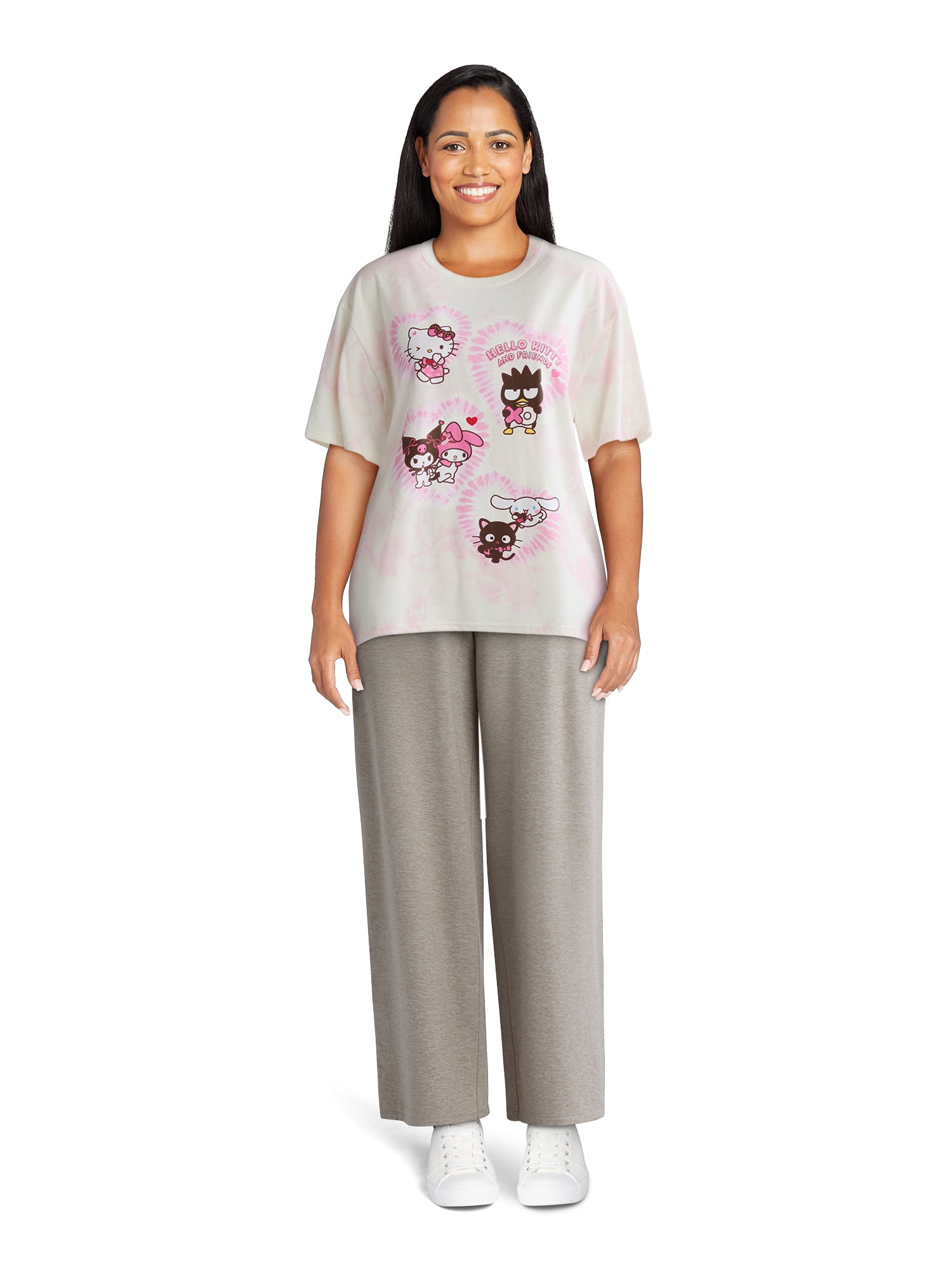 Hello Kitty and Friends Women’s Valentine’s Day Graphic Tee with Short Sleeves, Sizes XXS-XXL