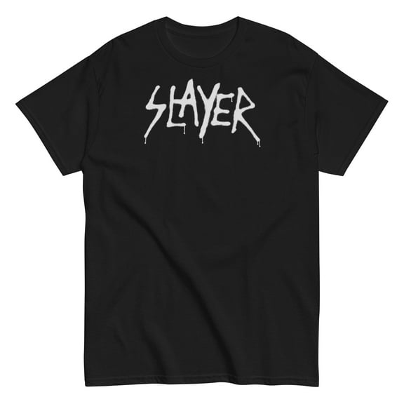 Slayer - White Drip Logo Unisex T-Shirt - Black - Small