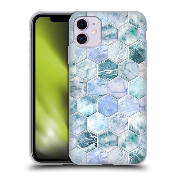 Head Case Designs Officially Licensed Micklyn Le Feuvre Marble Patterns Ice Blue And Jade Stone And Hexagon Tiles Soft Gel Case Compatible with Apple iPhone 11