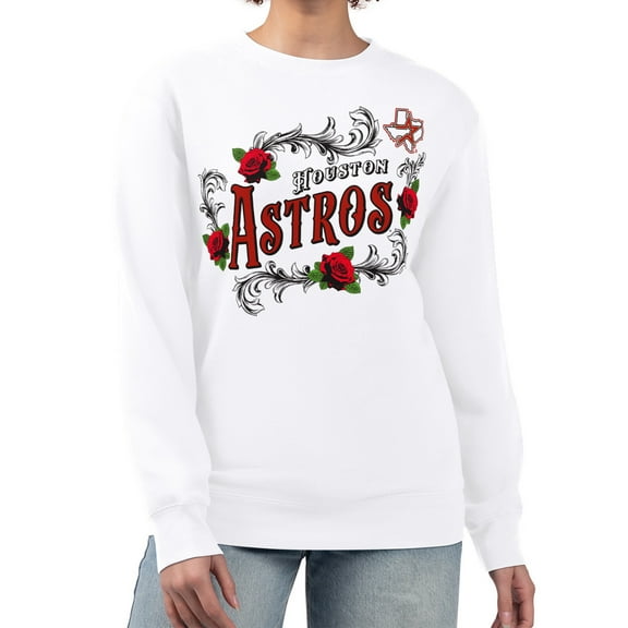 Women's G-III 4Her by Carl Banks White Houston Astros Retro Roses Fleece Pullover Sweatshirt