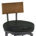 thumbnail image 3 of Ojai 30" Bar Height Metal Swivel Barstool in Vintage Black Faux Leather with Mineral Finish and Walnut Wood Back, 3 of 5