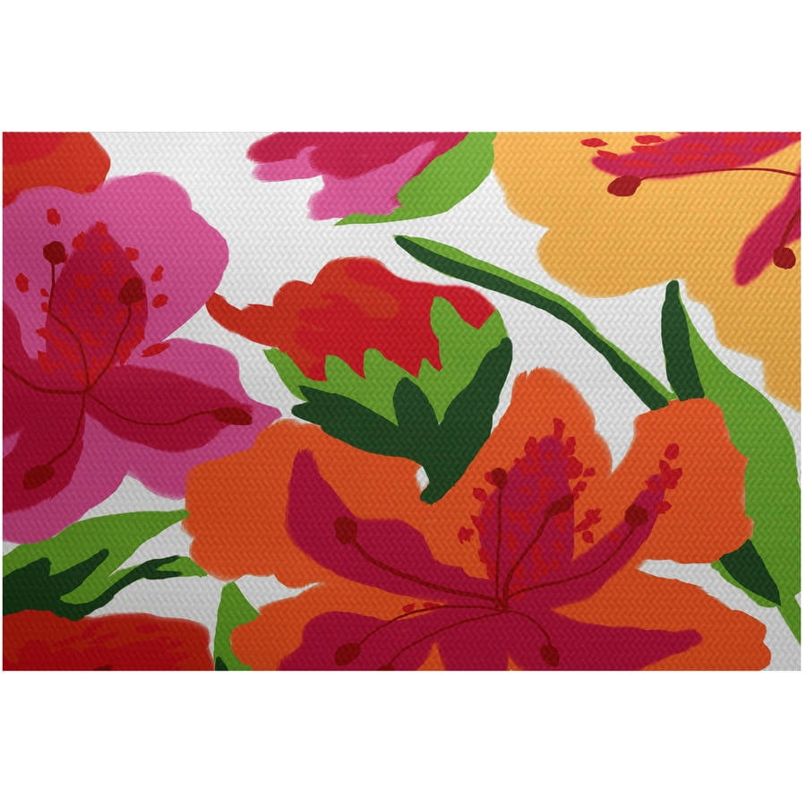 Simply Daisy, Tropical Floral, Floral Print Indoor/Outdoor Rug