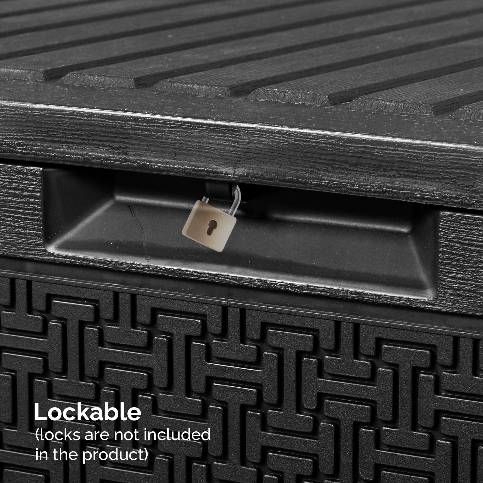 90 Gallon Outdoor Garden Storage Box with Wheels, Weatherproof UV-Resistant Plastic, Lockable Design, Moulded Handles, Large Deck Box for Patio Cushions Tools Toys BBQ Supplies