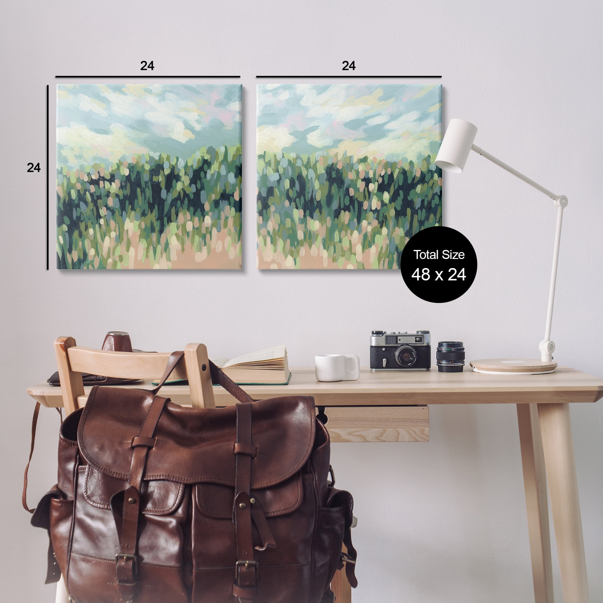 Stupell Industries Abstract Tall Wheat Grass Field Landscape & Nature Painting Wrapped Canvas Art Print Wall Art, 24 x 24, Set of 2