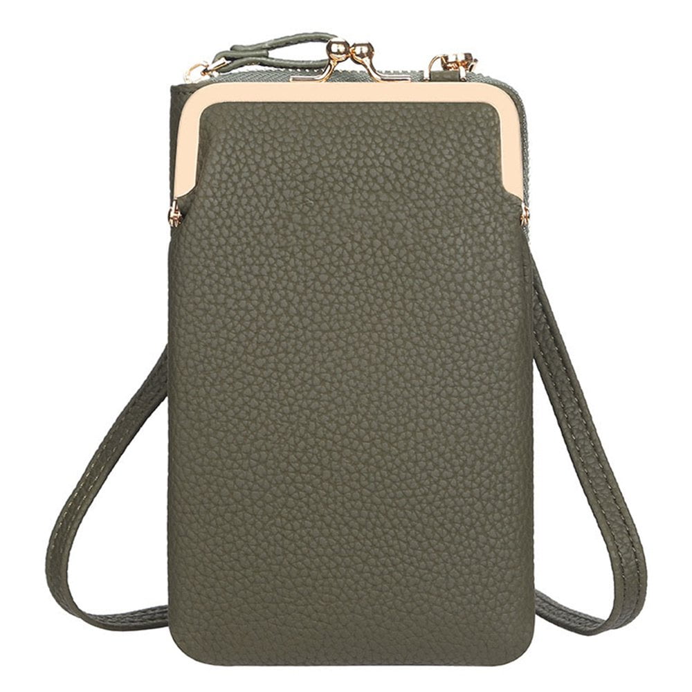 Women s PU Leather Sling Bag with 6 Magnetic Card Slot Zipper Design Handbag Walmart