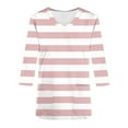 thumbnail image 5 of Xfvqtps Scrub Tops for Women Striped Soft V-Neck 3/4 Sleeve Scrubs Comfortable Nursing Uniforms New Fashion Casual Printed T-shirt Nursing Clothes Top Working Uniforms with Pockets Pink, 5 of 5