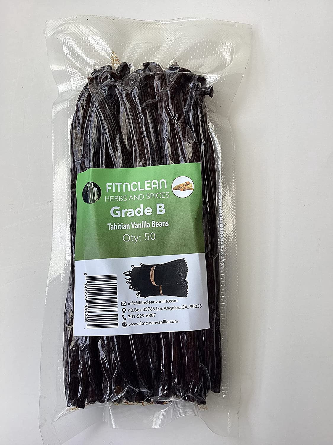 50 Tahitian Vanilla Beans Grade B for extract, Cooking and Baking by FITNCLEAN VANILLA| Fresh 5"-7" NON-GMO Whole Natural Raw Pods