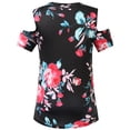 thumbnail image 2 of SSLR Women's T-Shirts Printed Short Sleeve Cold Shoulder Tops, 2 of 6