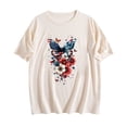 thumbnail image 4 of Plus Size Tops for Women Independence Day Printed Short Sleeved Round Neck Casual T-shirt Beige XL, 4 of 5