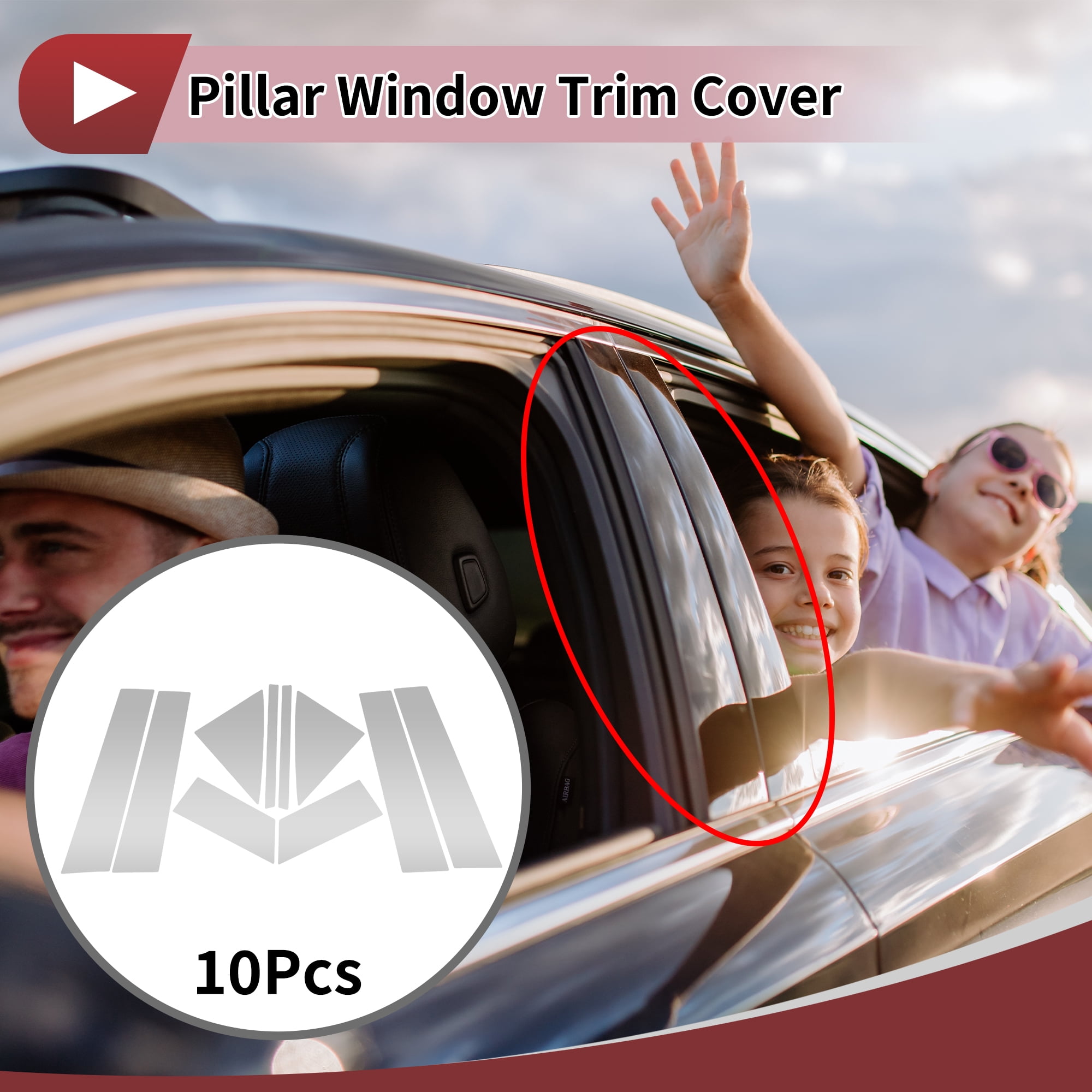 Unique Bargains 10 Pcs Car Door Pillar Window Trim for Chrysler 200 2011-2014 Cover