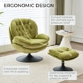 thumbnail image 4 of Velvet Swivel Accent Chair with Ottoman for Living Room Bedroom Reading Room, Cozy Lounge Armchair Fluffy Round Tufted Back Adult Gifts for Small Room Lazy Relax Read TV Chair,Apple Green, 4 of 7
