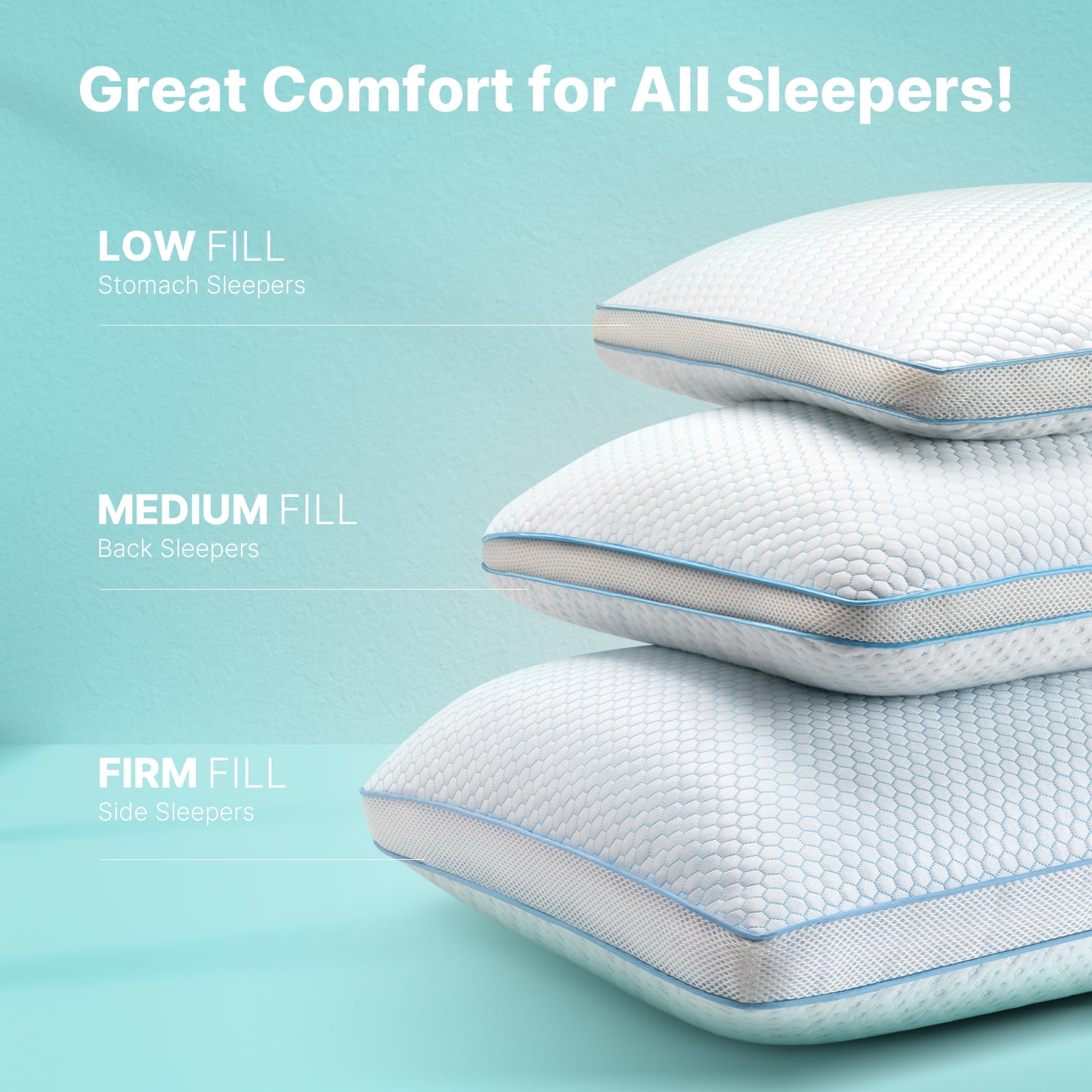 Buy Premium Shredded Gel Memory Foam Pillow, Queen Sizes, 30 x 20,Set